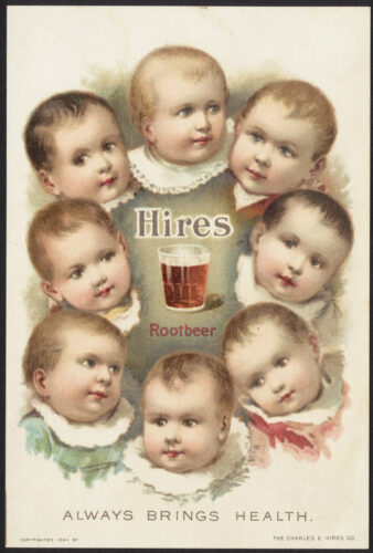 A vintage ad showing how much babies love root beer.